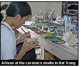 Artisan at the ceramics studio at Bat Trang